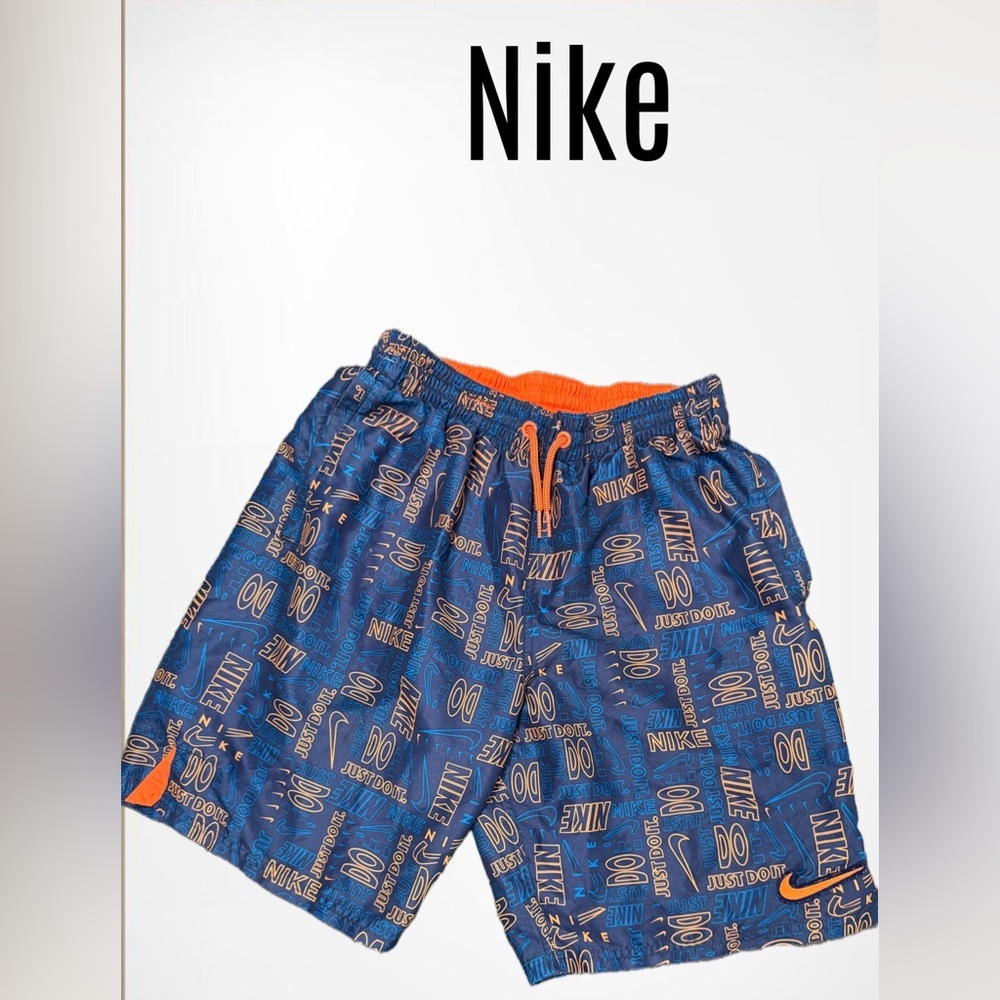 Nike men’s Blue and Orange Graphic Shorts” just Do lt”